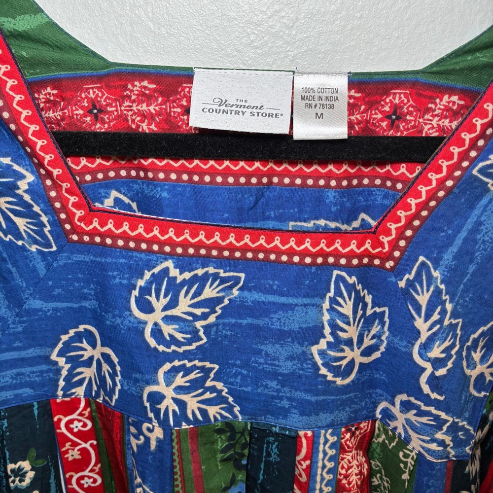 Vermont Country Store Falling Leaves Muumuu Cotton Dress Cottagecore Med Large - Picture 4 of 7